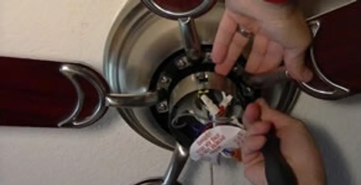 Ceiling fan installation with electrical wiring and mounting by professional electrician in Overland Park, KS